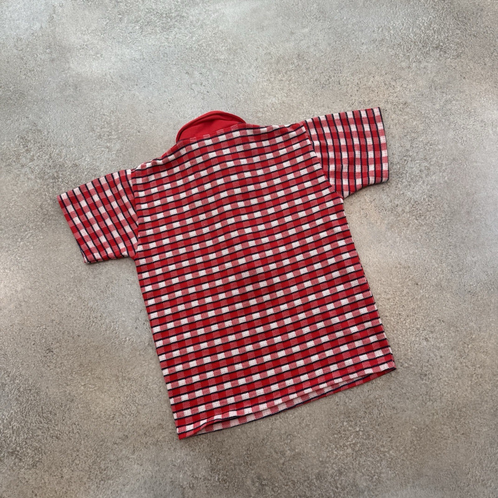 True Vintage 60s Norman Marcus Polo Shirt Women’s S Plaid Cute Boho 1960s Red