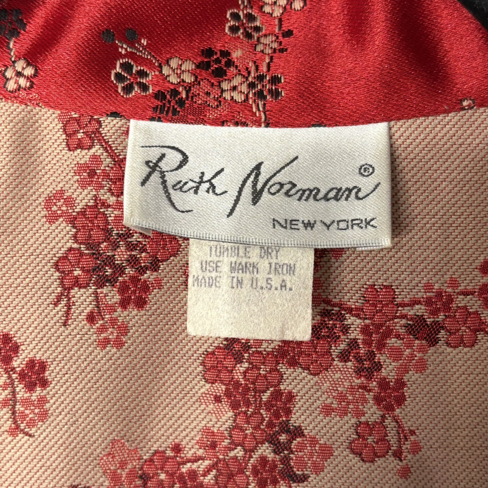 Vtg 80s Saks Ruth Norman NY Womens Jacket Size Med Asian Cheongsam Style Red USA