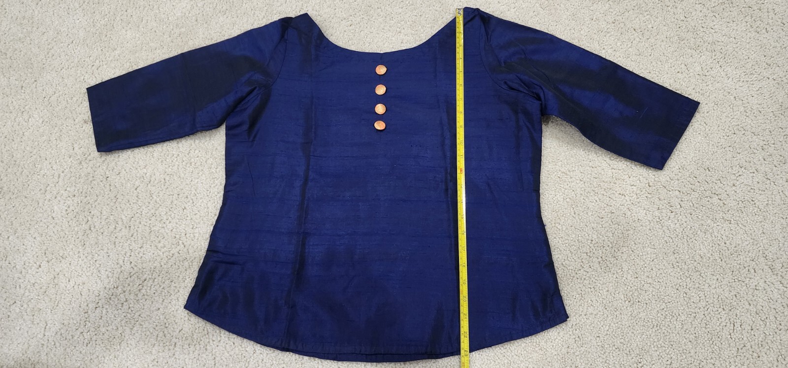 Crop Top Women SZ L Cotton Silk, Navy Blue, New Custom Made Chest Size 40