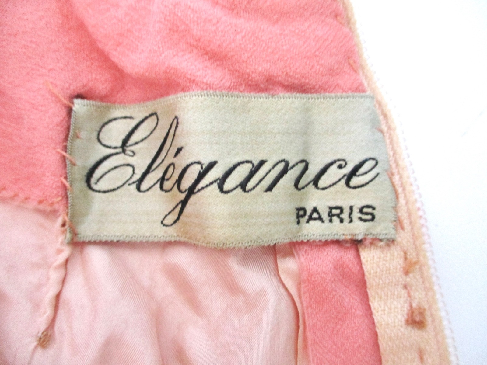 Vtg 50s 60s Elegance Paris coral lightweight dress square neck tie back XS/S