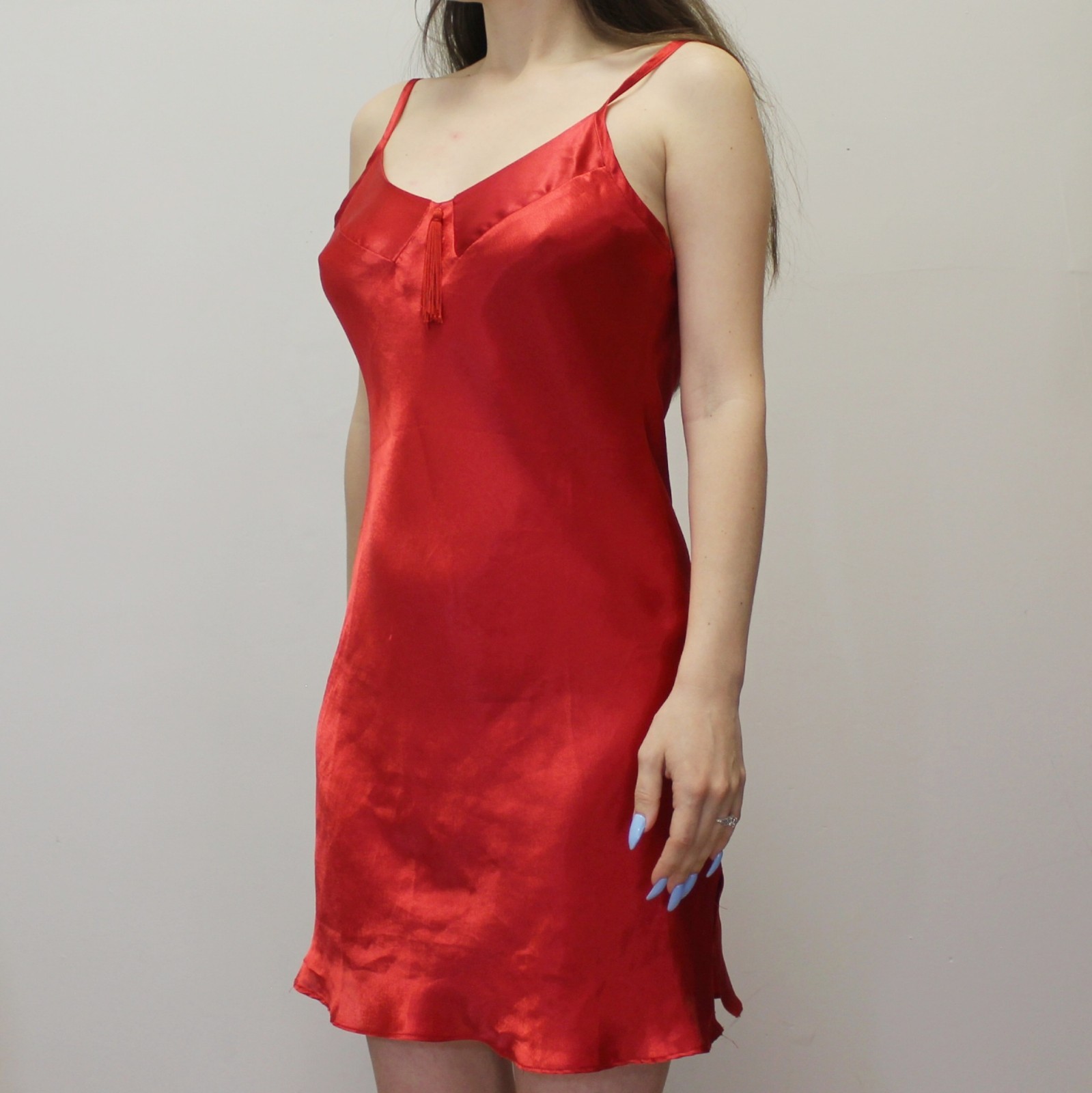 Vintage 90s Red Slip Dress Chemise by Body Drama Lingerie