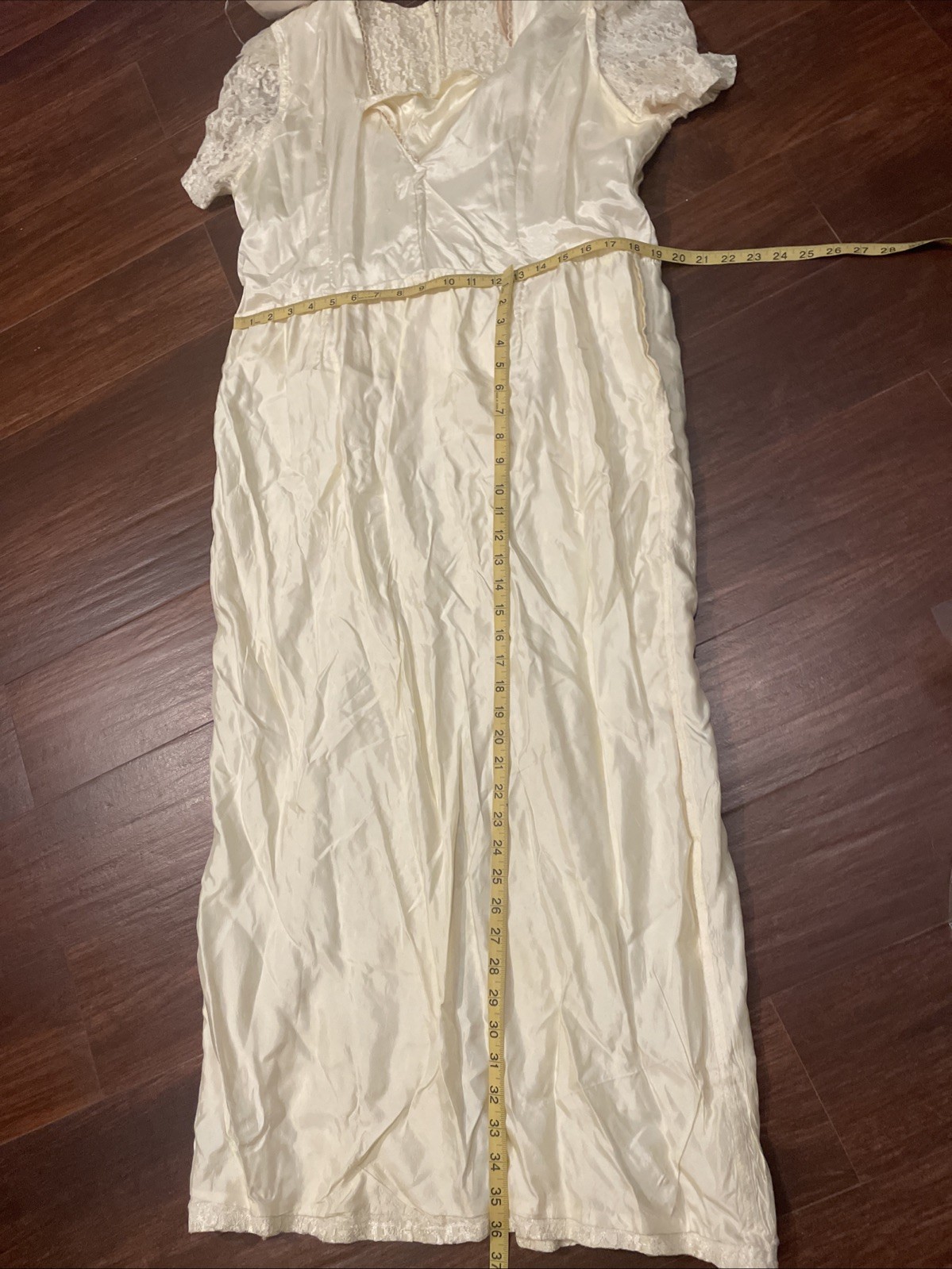 Vintage Speed Fashion Ivory Long Lined Dress Lace Size 19 Wedding