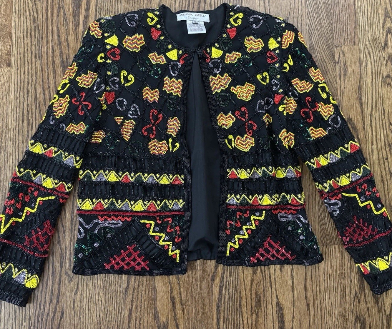 Vintage Beaded Sequin Cropped Trophy Jacket Bolero Southwestern Cactus Mexico