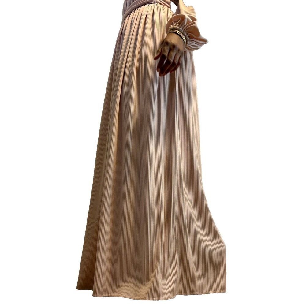 VTG Glam Lilli Diamond Powder Pink Empire Waist Maxi Dress Gown M Flowy Boho