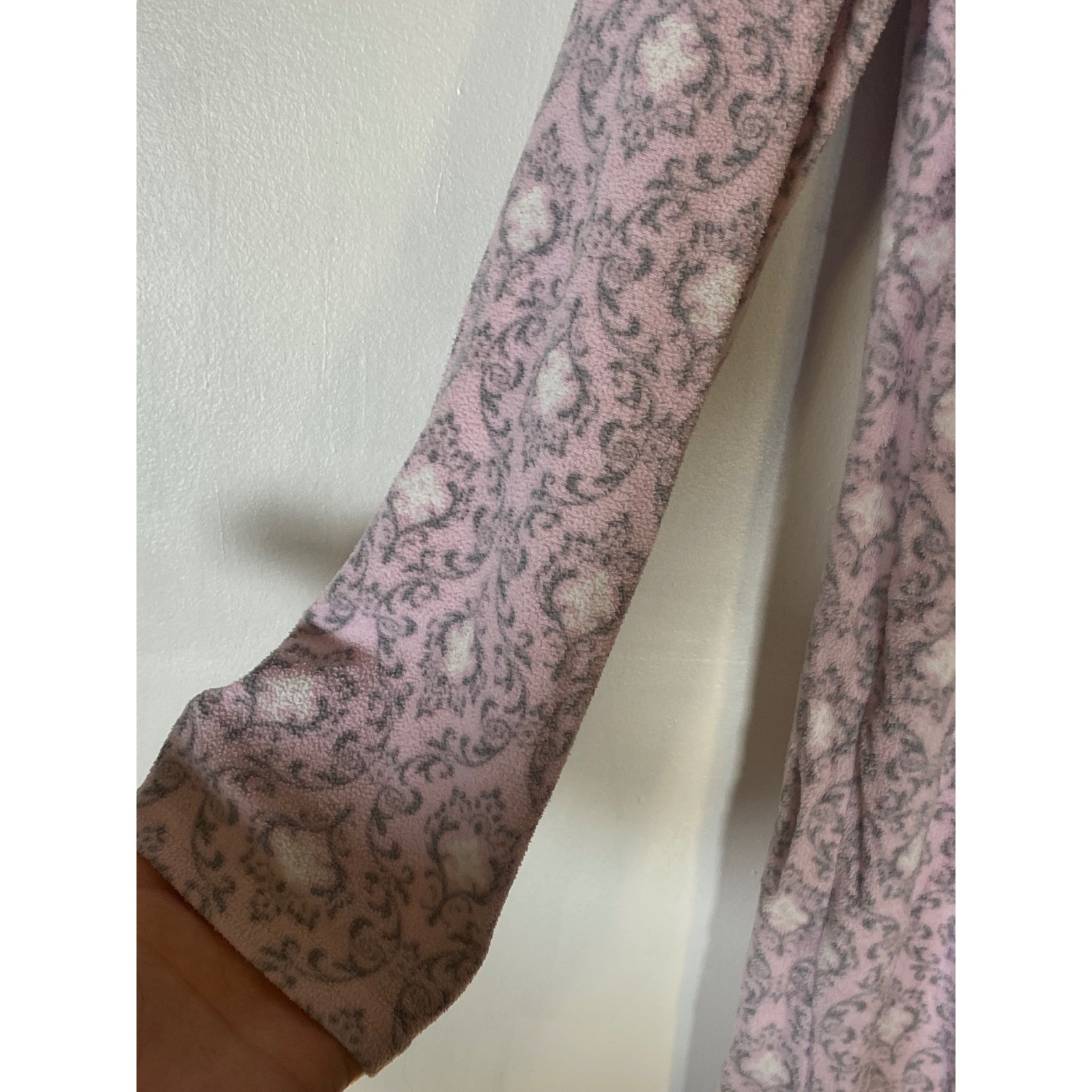 Vintage Grandmacore Pink Flannel Nightgown Lace Trim Button Front Cottagecore M