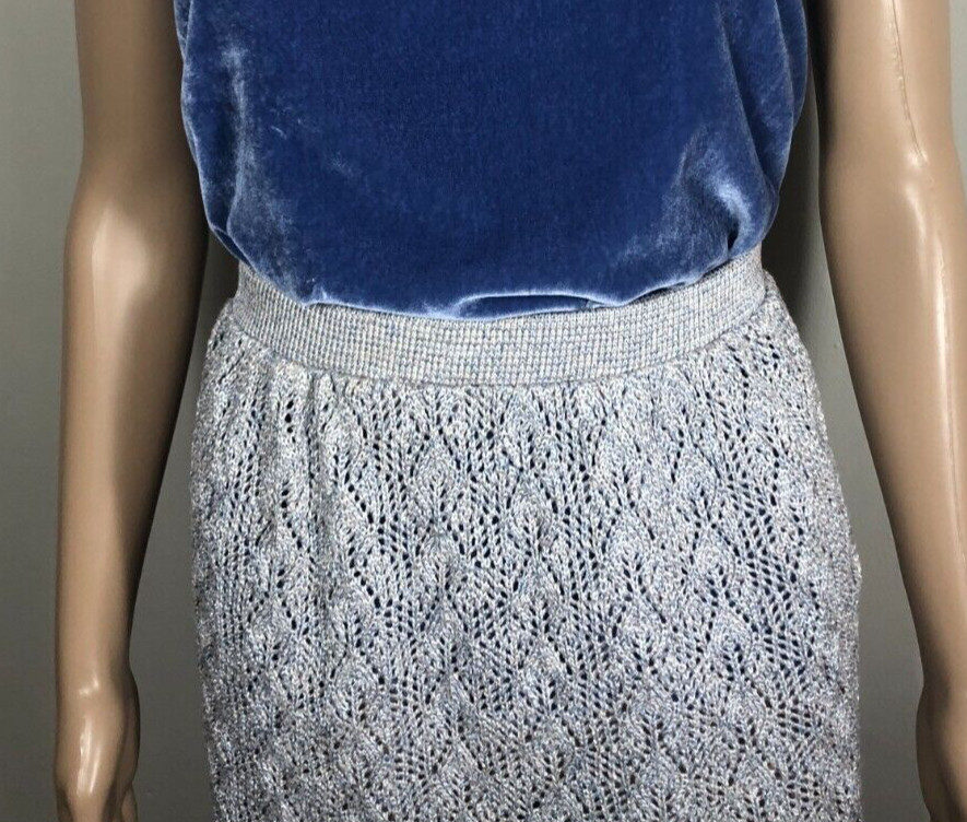 vtg Vivanti Crochet Knit Skirt 12 Pull On Scalloped Hem Union Made in USA