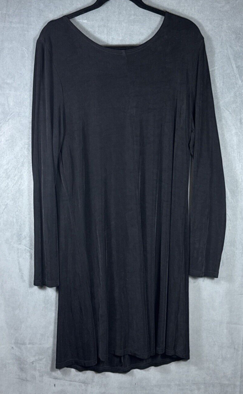 Vintage Flax Black Acetate Stretchy Slinky Midi Dress Women’s Size Medium USA