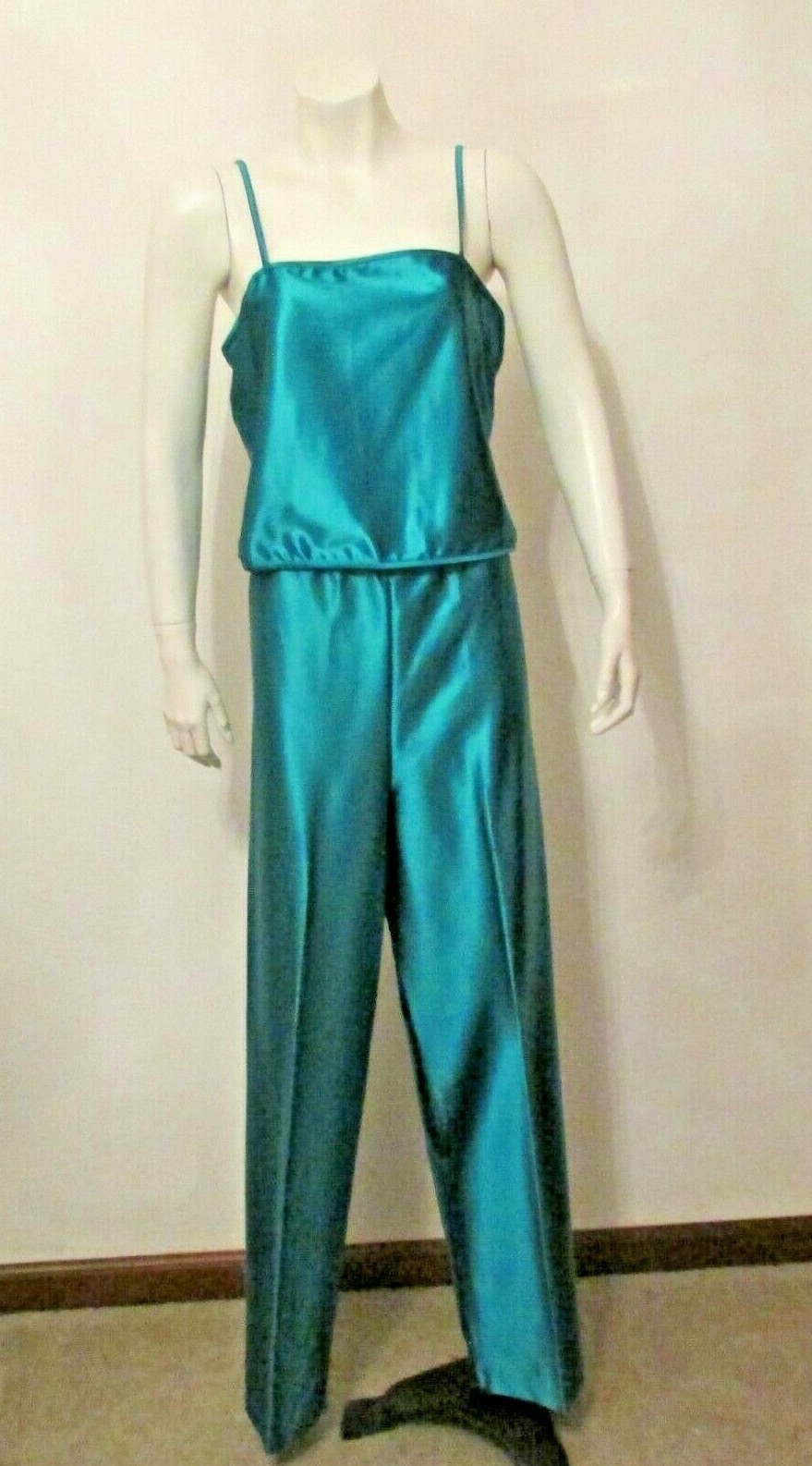 3pc Daffodil Green Lounge Pajama set Quilted Jacket Camisole Pants M USA made