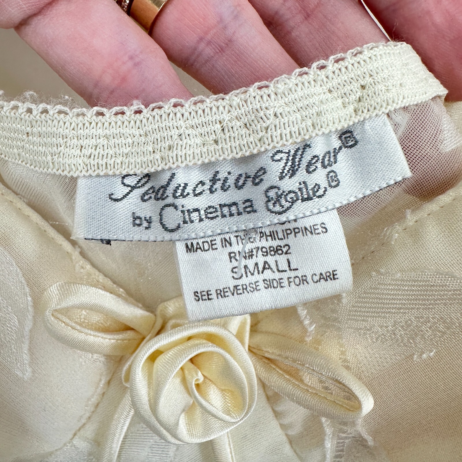 Vtg Seductive Wear Cinema Etoile Chemise Lingerie Womens S Cream Floral Padded
