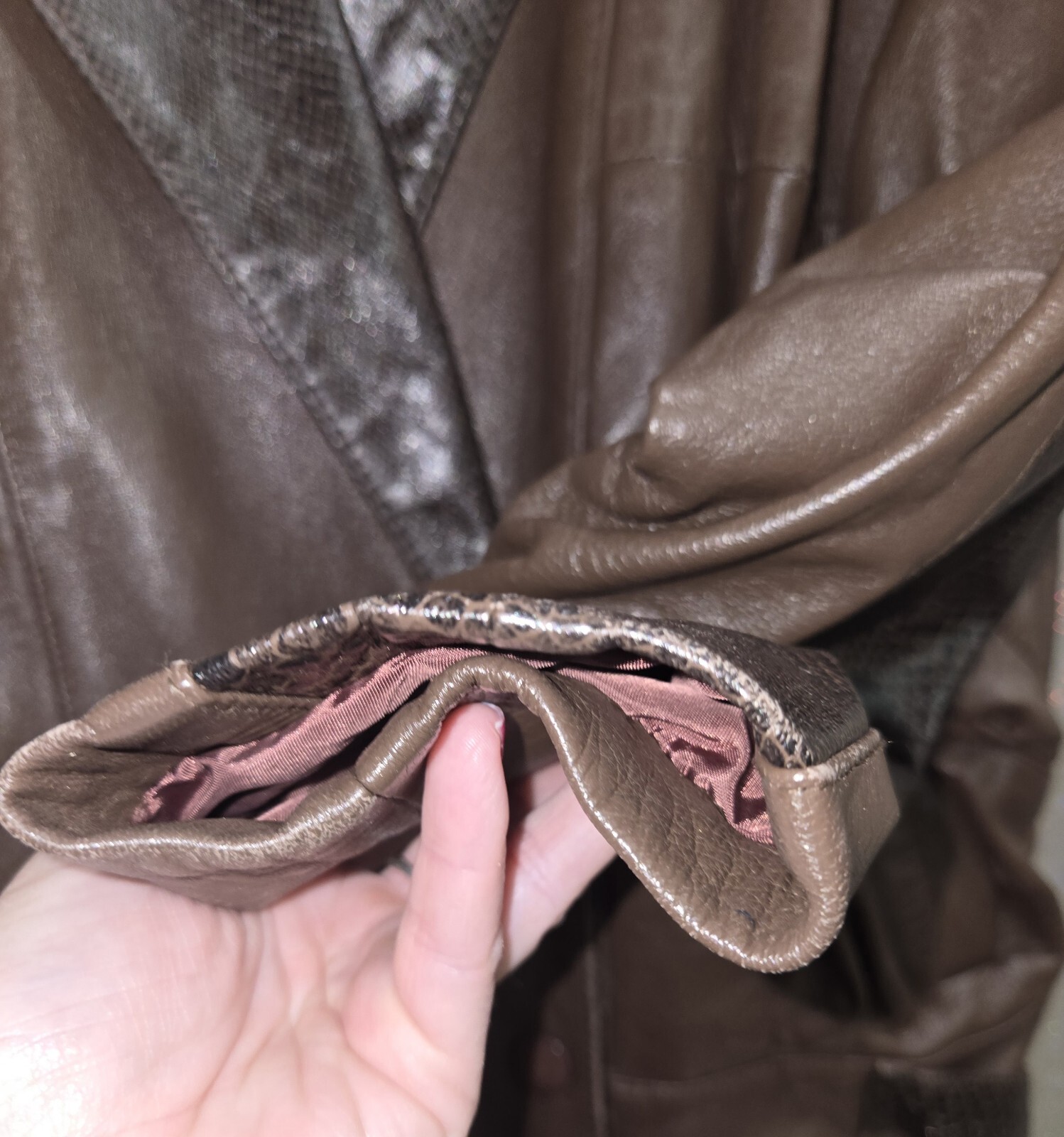 Vintage Lora Two Tone Brown Leather Jacket Size 12