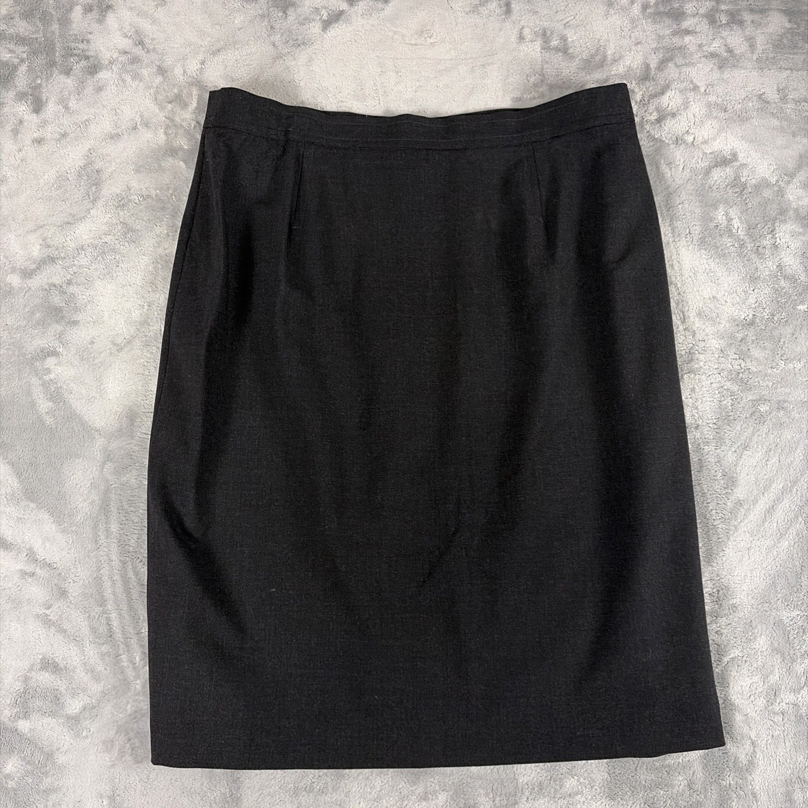 VTG Louis Feraud Pencil Skirt Size 16 Wool High Waist Academia Black Heather