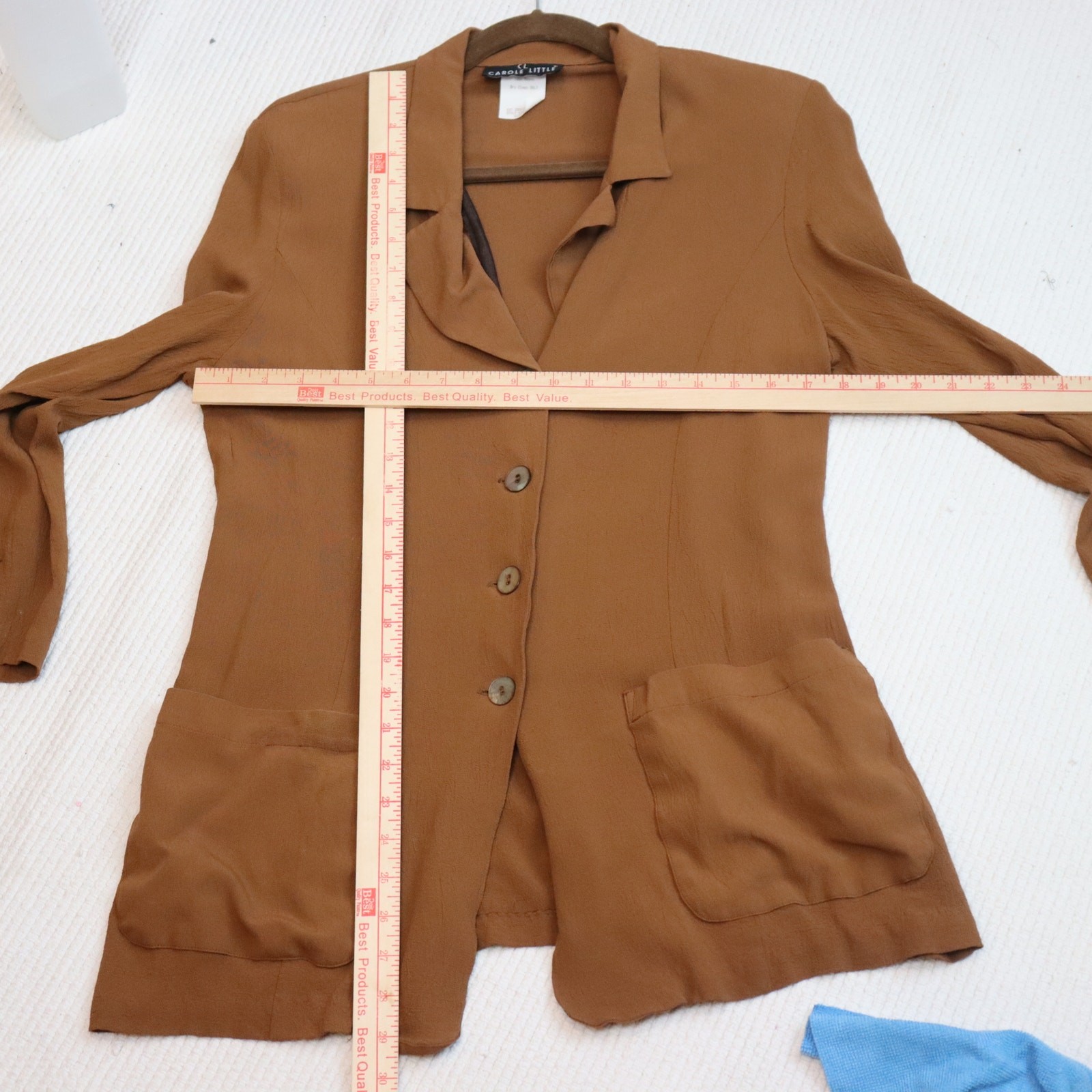 Vintage Carole Little Button Front Jacket Size 12 Rust Brown, Oversized Pockets