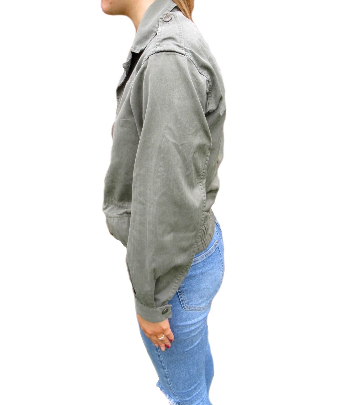 Vintage French army F1-F2 olive field jacket military khaki short style women V