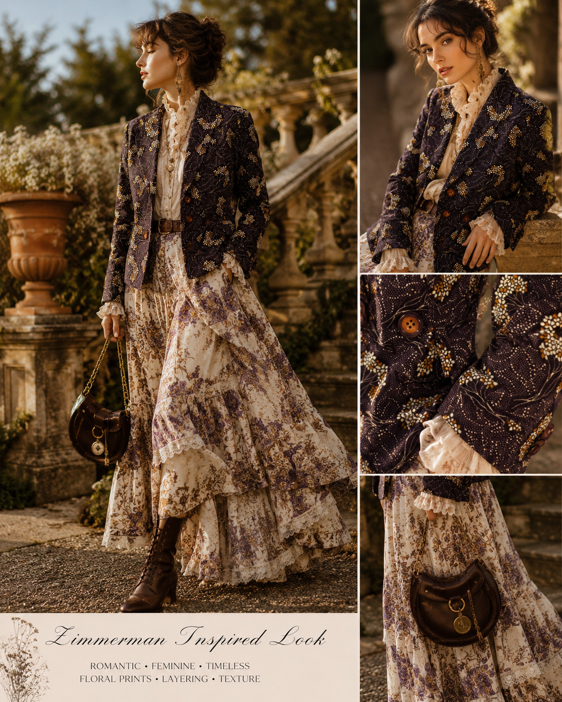 Vintage Dixie Blazer 38 40 Aubergine Floral Dark Academia Cottagecore Retro✨