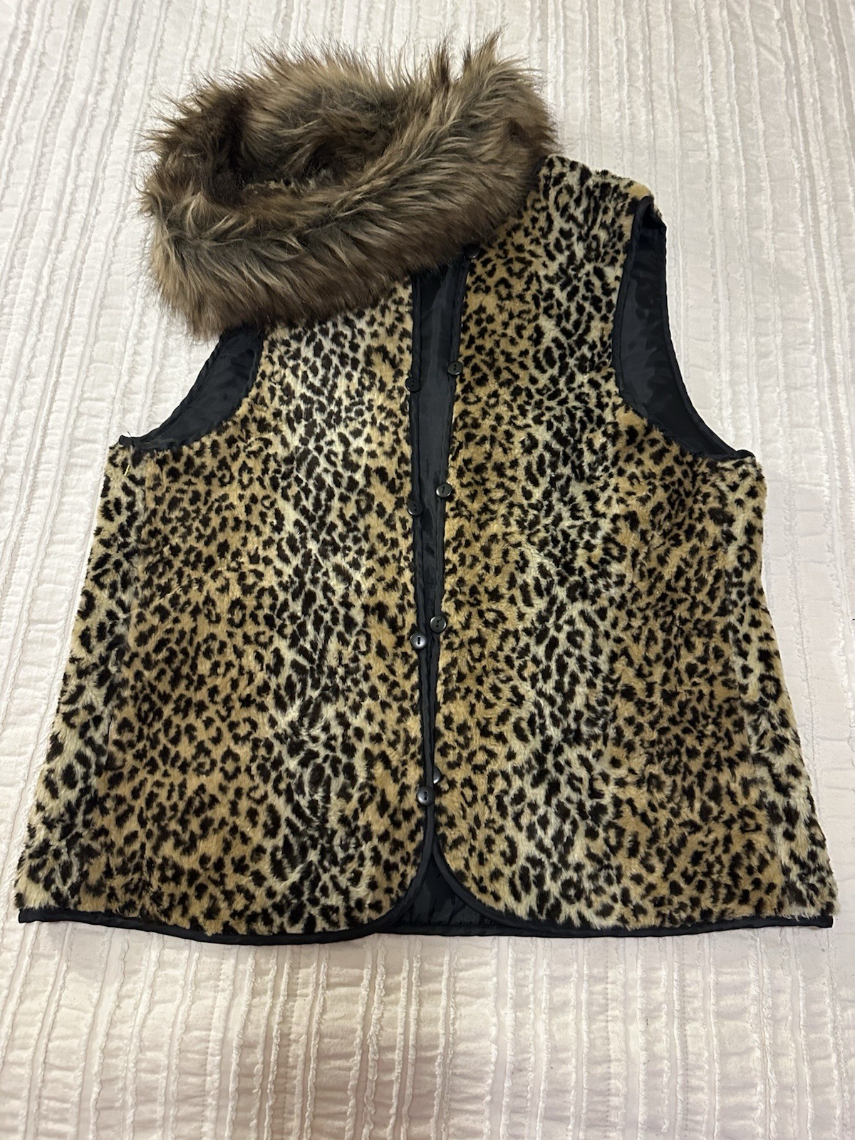 Y2K Leopard Faux Fur Vest Women’s M Animal Print Vintage #mobwife#coquette