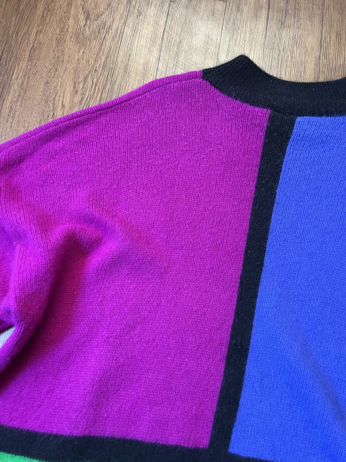 Vintage 80s Rafaella Sweater 3X Color Block Sweater Angora Lambswool Funky Retro