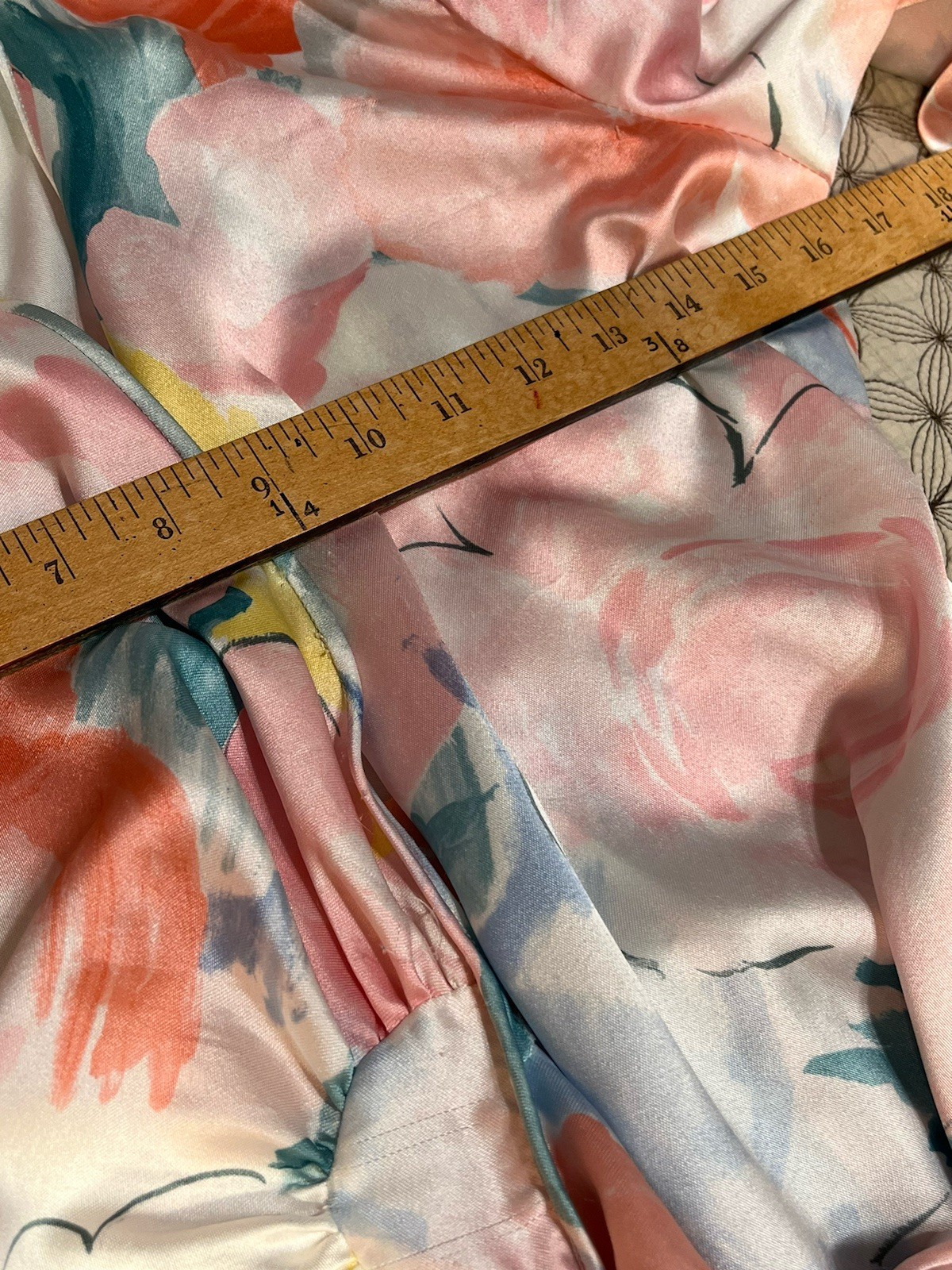VTG Floral Artsy Lounge Hostess Caftan Maxi Robe OS M L LUCIE ANN Beverly Hills