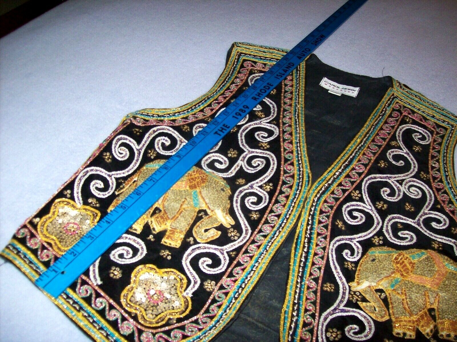 LADIES BLACK SUEDE VEST WITH INTRICATE BEADING AND SEQUINS SIZE MEDIUM