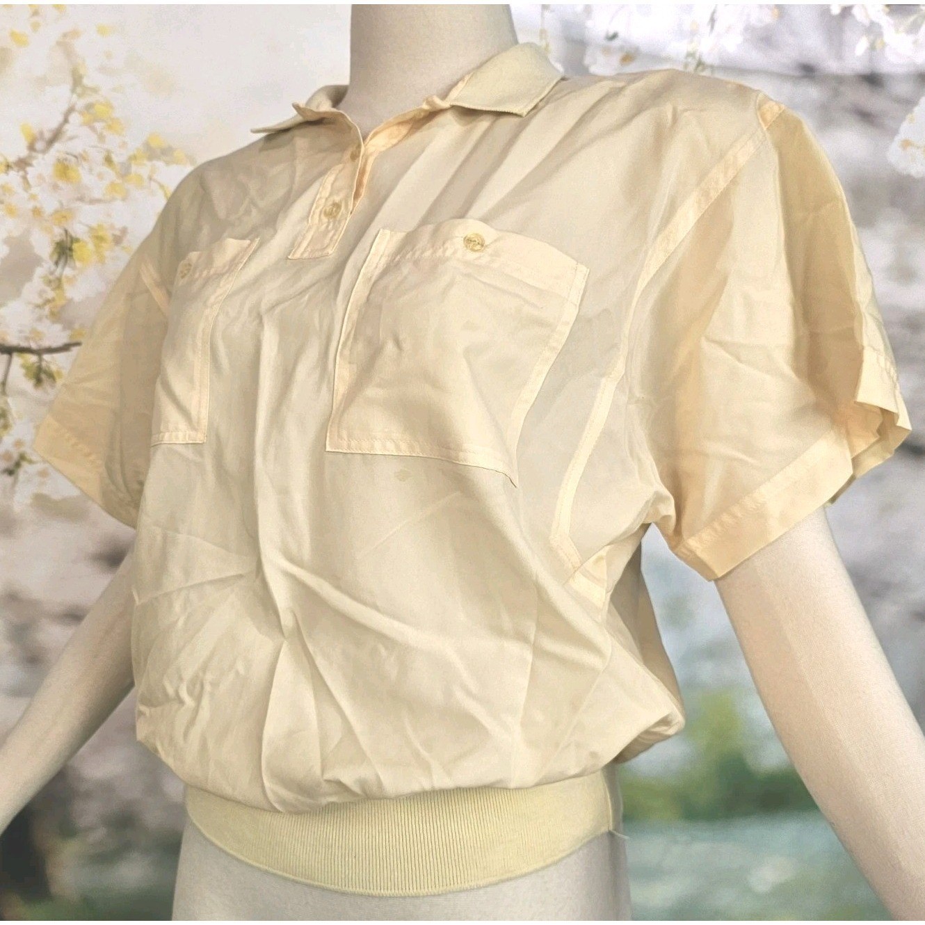 Vintage 1980’s Diane Von Furstenberg Blouse Top Shirt Buttery Yellow Designer