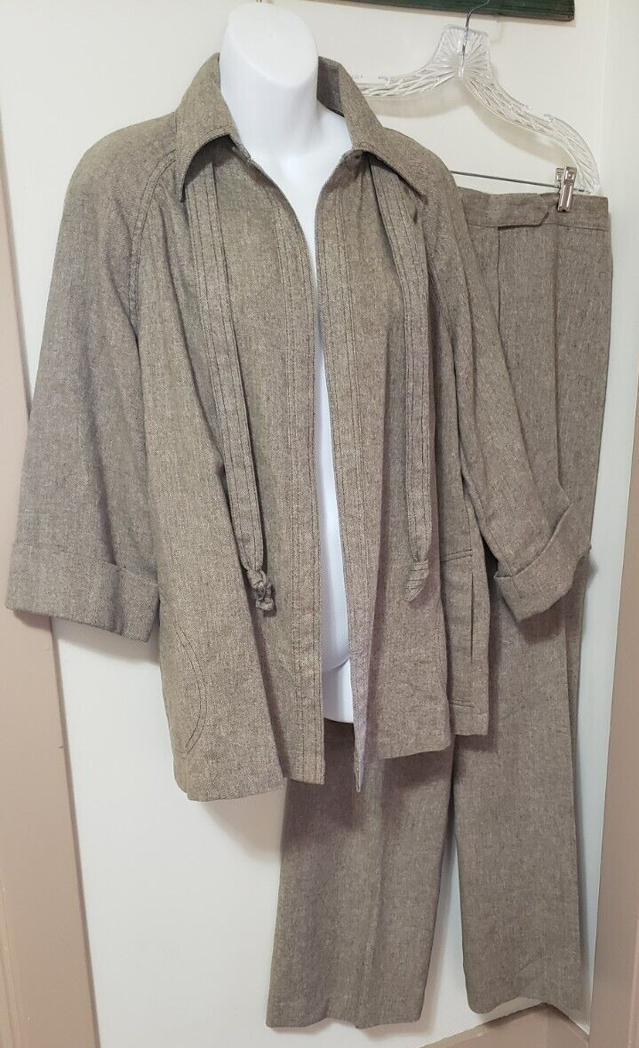 Vintage Womens 70s Mod Wool & Polyester Wideleg Pants set.size 14
