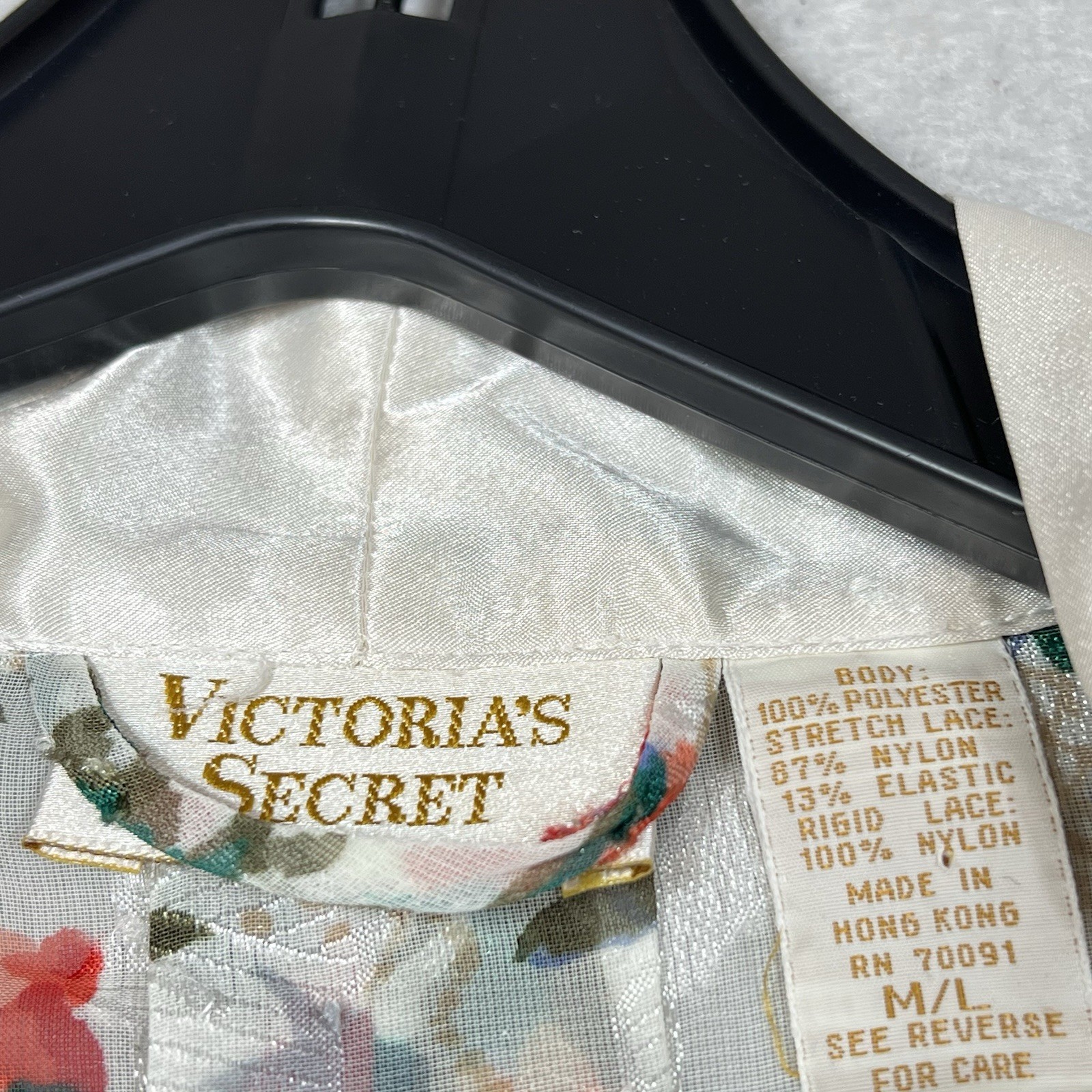 VTG Victoria’s Secret Robe Womens Sz M/L Robe House Jacket Lace Floral Lingerie