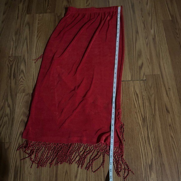 VTG Women’s 80’s Fashique Red Fringe Skirt Set Retro Made in USA Flapper Retro