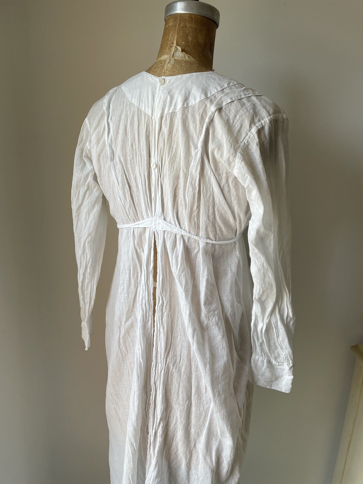 Antique Edwardian White Handkerchief Cotton Dress Cover Nurse Maid Uniform XS/S