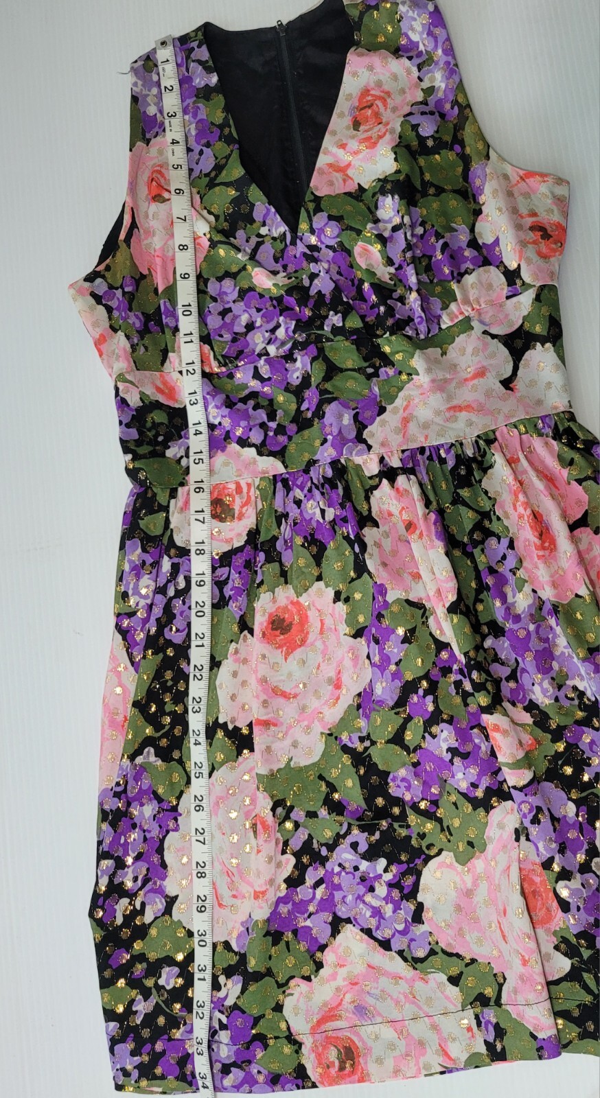 Vintage 70s California Sleeveless Spring Floral and Gold Lurex Maxi Dress Sz. Sm