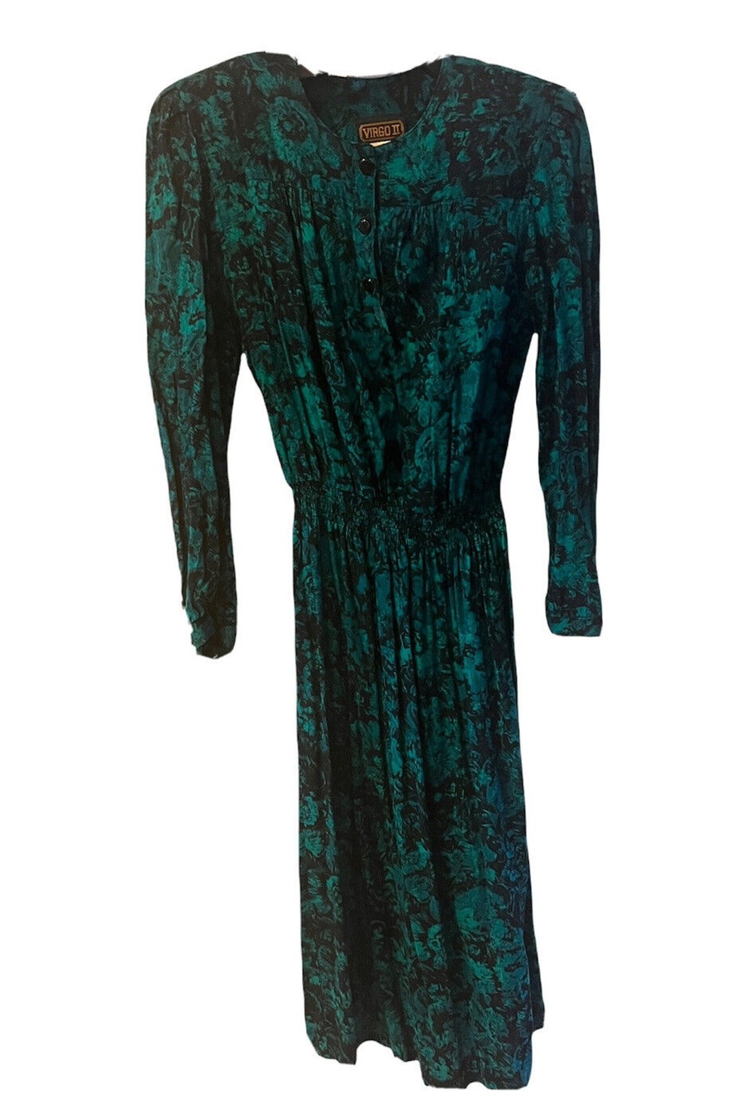 VIRGO II Dress Womens Sz 12 Shoulder Pads Flowy Whimsy dark romantic Vintage Y2K