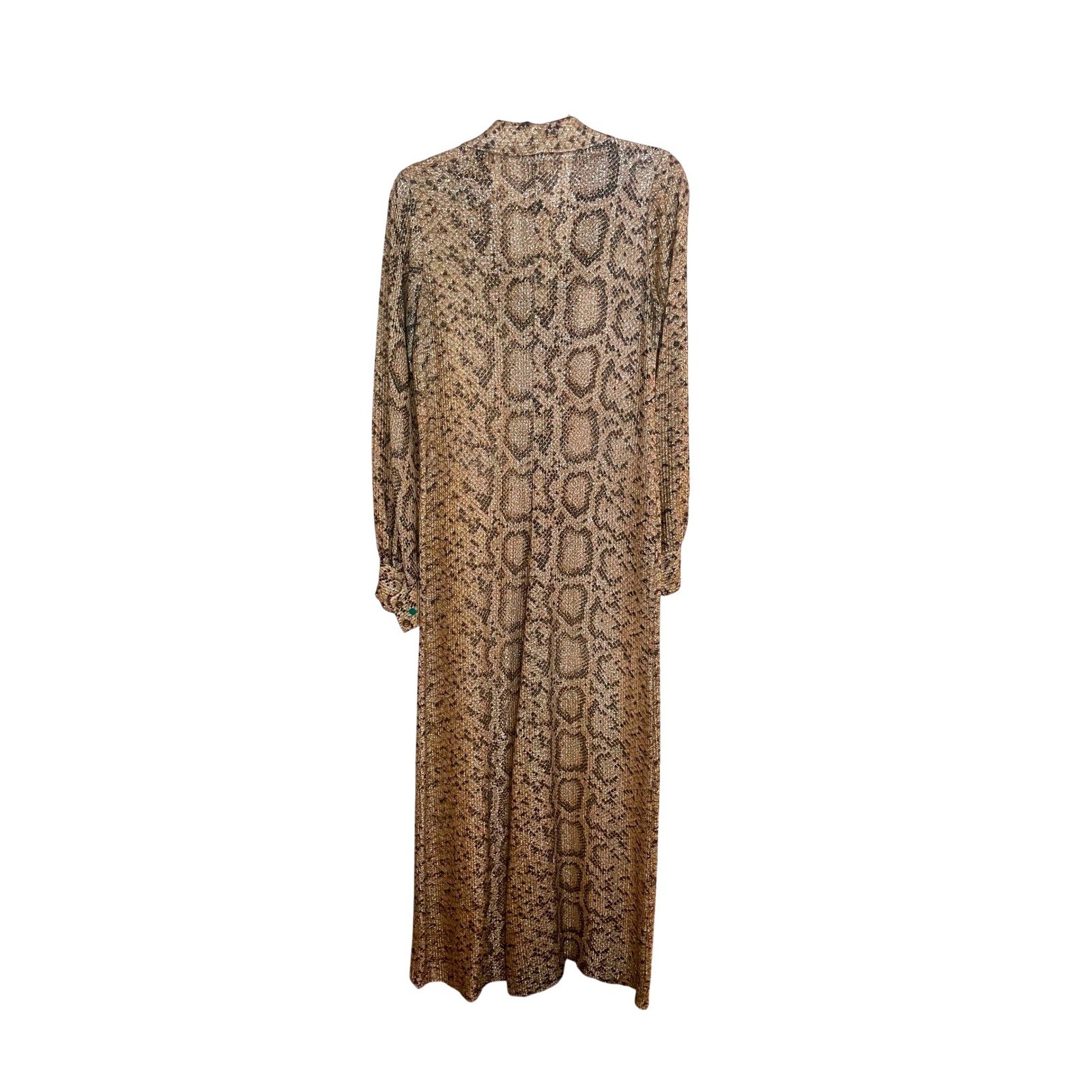 Vintage Maxi Dress Snakeskin Print Metallic Gold Lurex Pat Richards Small
