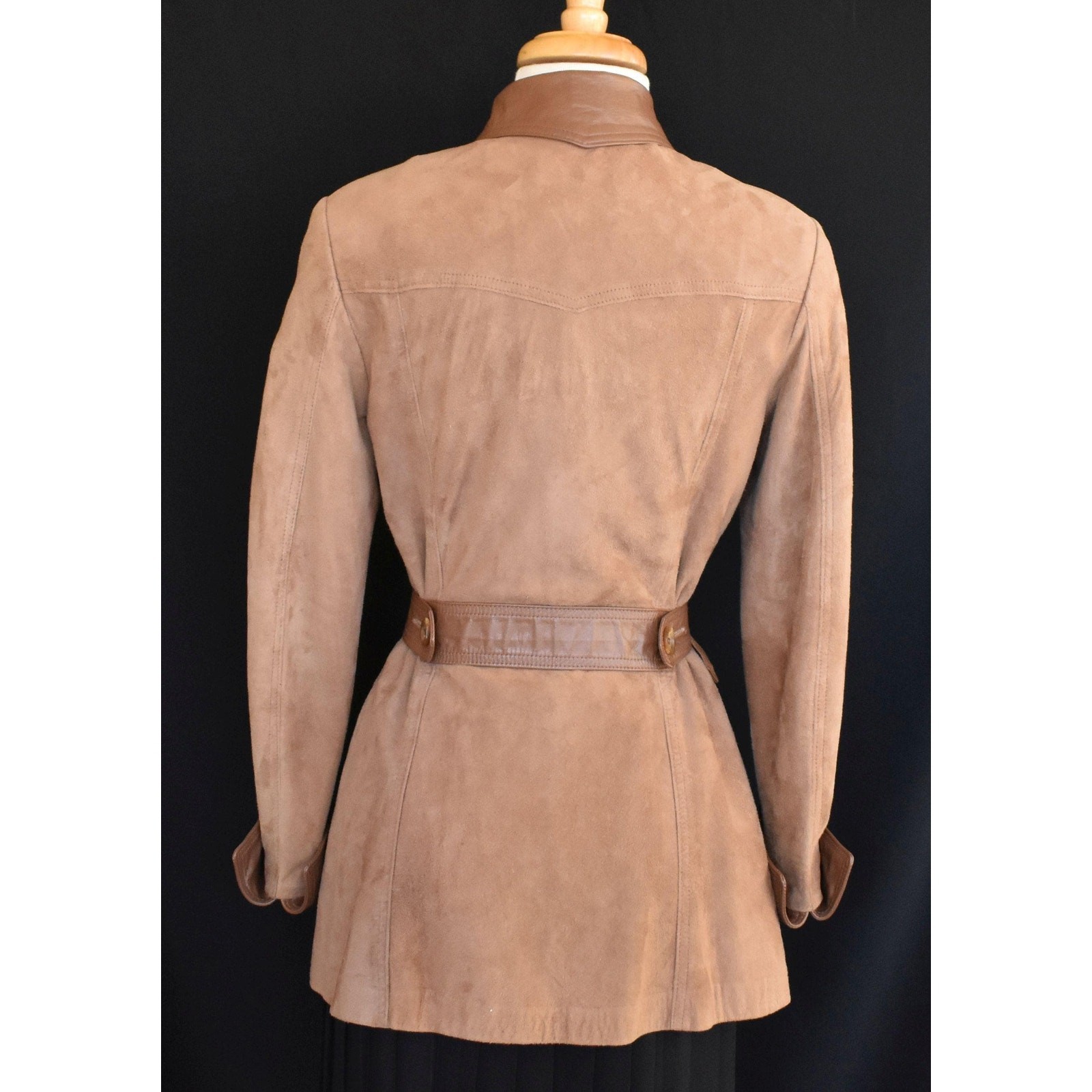 Vintage 70s New England Sports Wear Co Leather and Suede Jacket Coat, Sz S Small