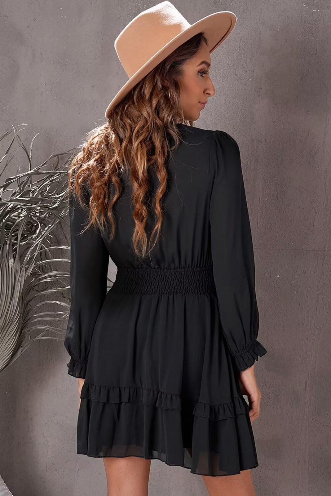 Dokotoo Womens Casual Spring Fall 2025 Deep V Neck Knotted Tiered Chiffon Ele…