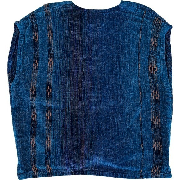CYNTHIA KRAUSE WEAVERS Vintage Teal Blue Chenille Knit Wrap Vest One Size Artsy