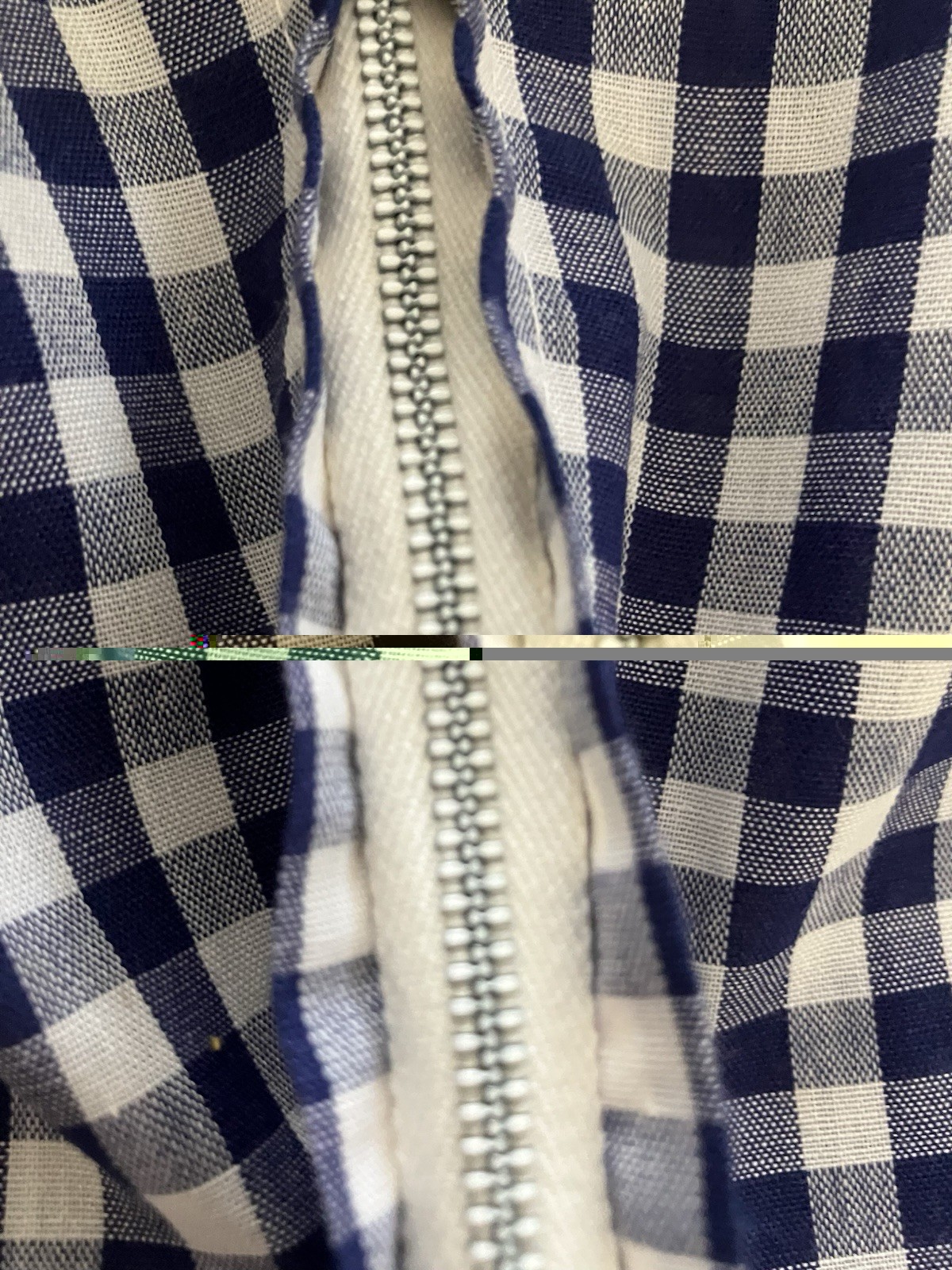 Vintage 50s PLUS SIZE Gingham Waitress Uniform Dress Front Zip 1/2 Belt 46-42-46