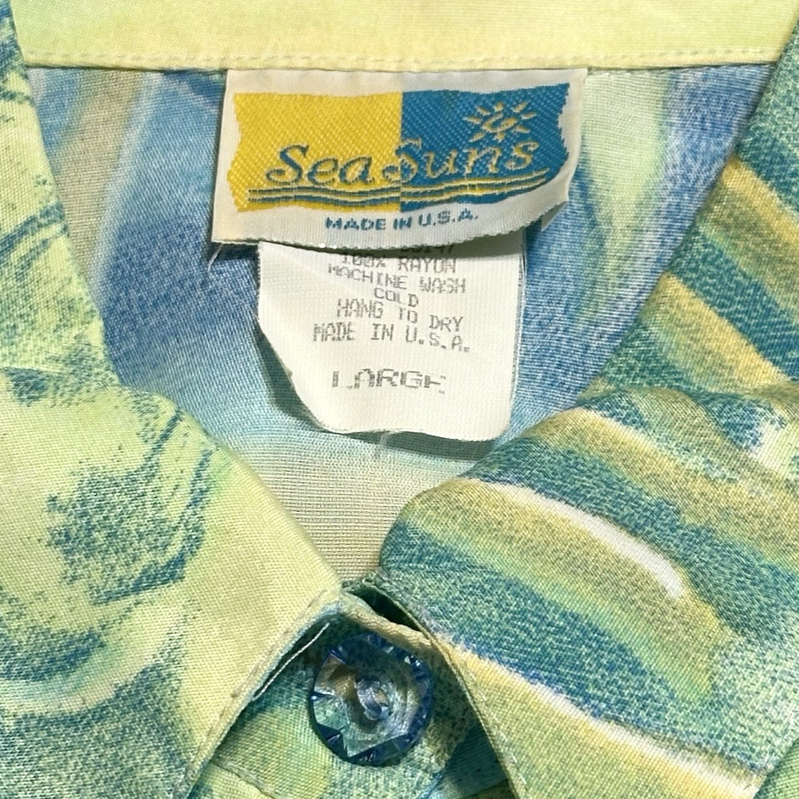 Vintage 90s Aloha Rayon Skirt Set Beach Scenic Print Outfit Cruise USA Size L
