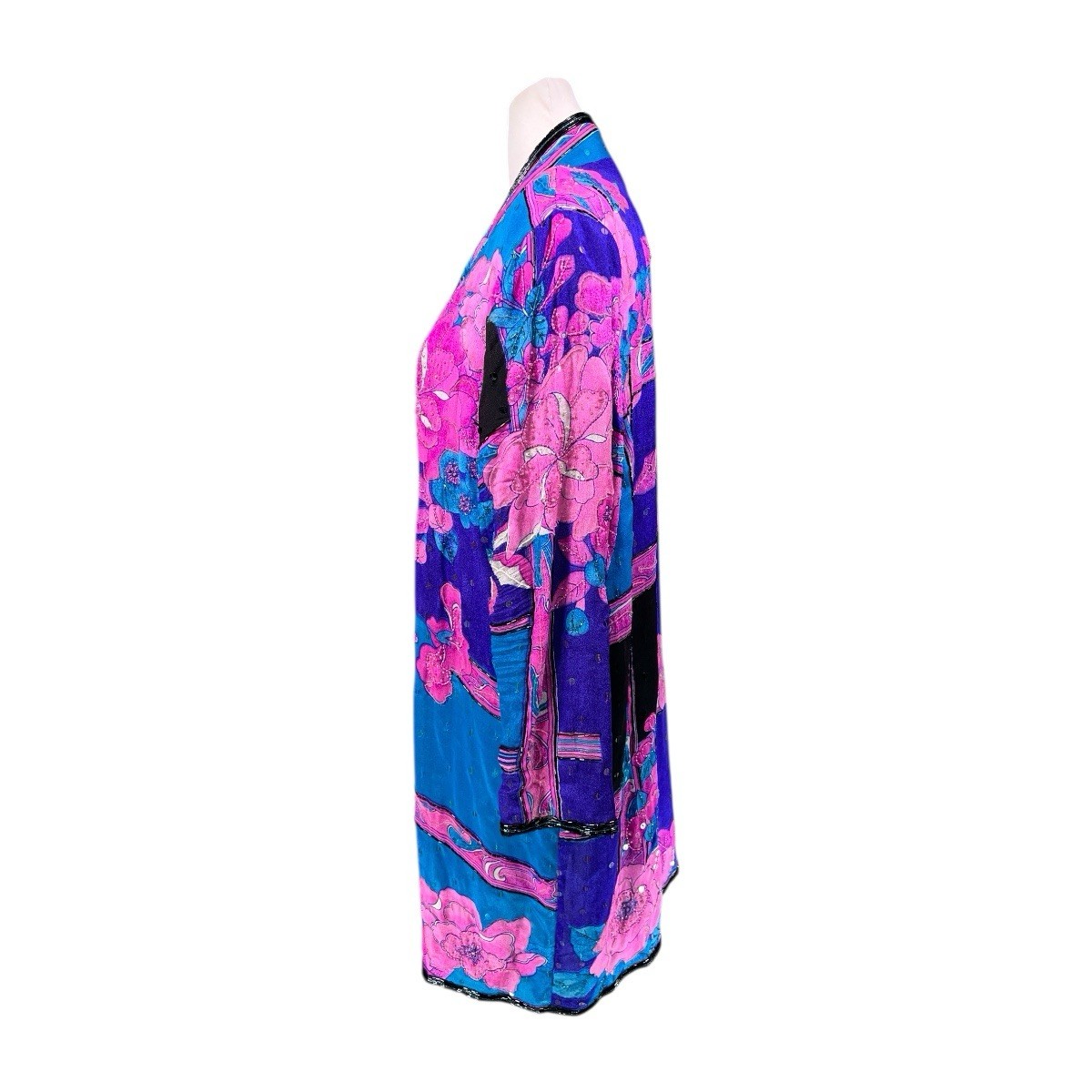 VTG JUDITH ANN CREATIONS SAKS FIFTH AVE SILK SEQUIN BEAD KIMONO JACKET NEW WAVE