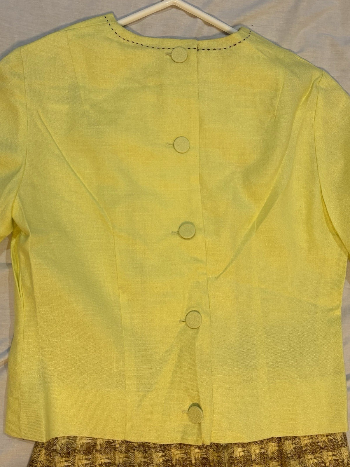 Vintage 60s 70s Jeanne Durrell Dallas 3 Pc Suit Mod Yellow Skirt Set Size 8