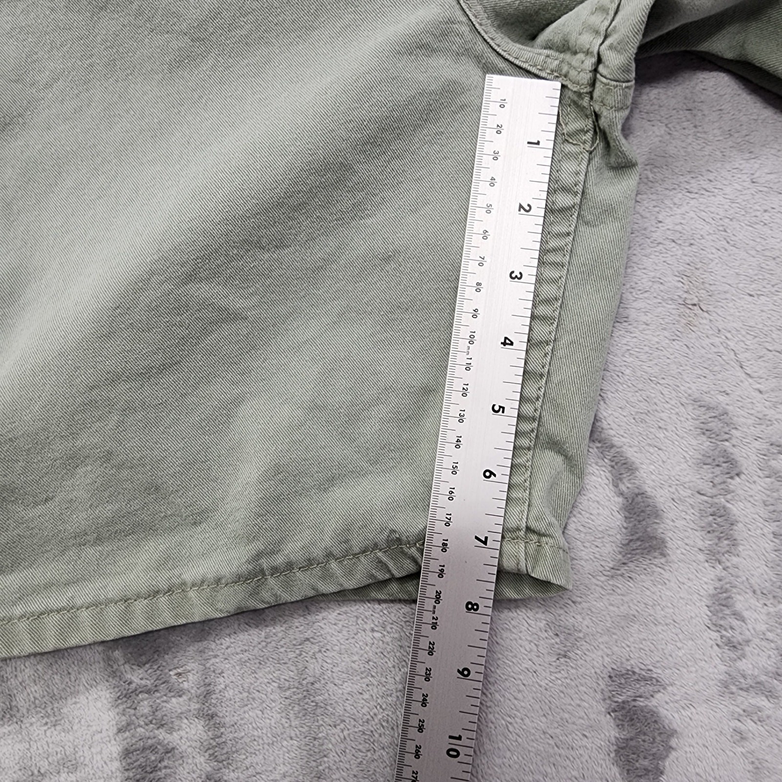 Vintage 90s Faded Glory Shorts Womens 14 Green High Rise Classic Jorts Denim