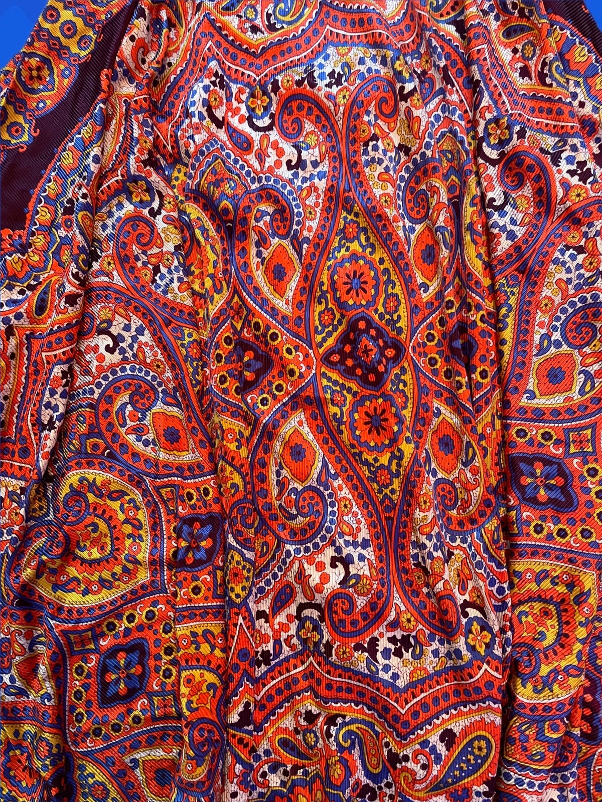 True Vintage 70s Maxi Dress Black Velvet Psychedelic Paisley Groovy XS Handmade