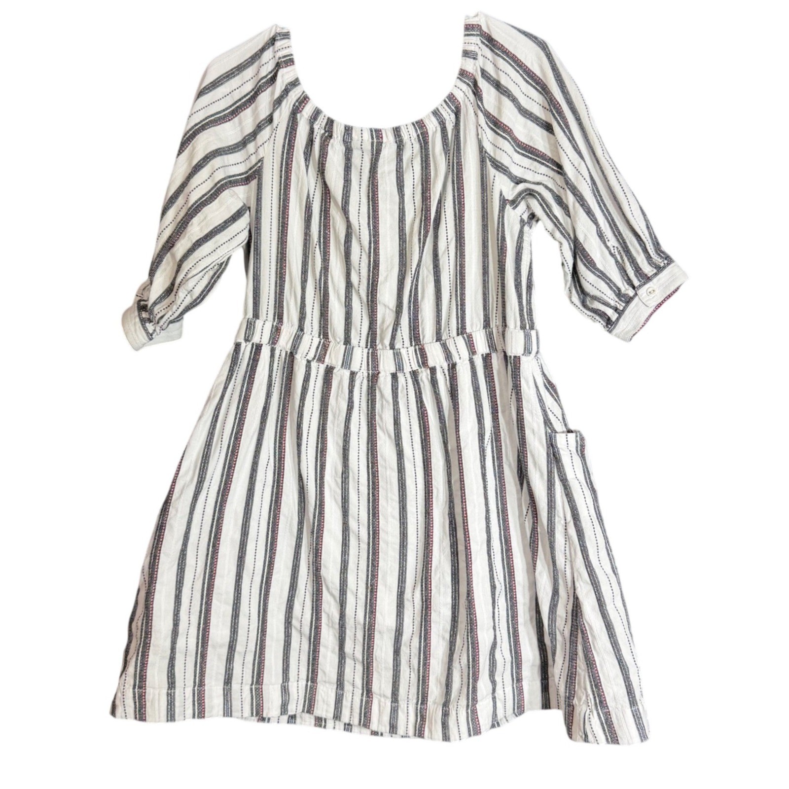 Wrangler Retro Womens Size Large Striped Dress Off Shoulder Cottagecore Boho