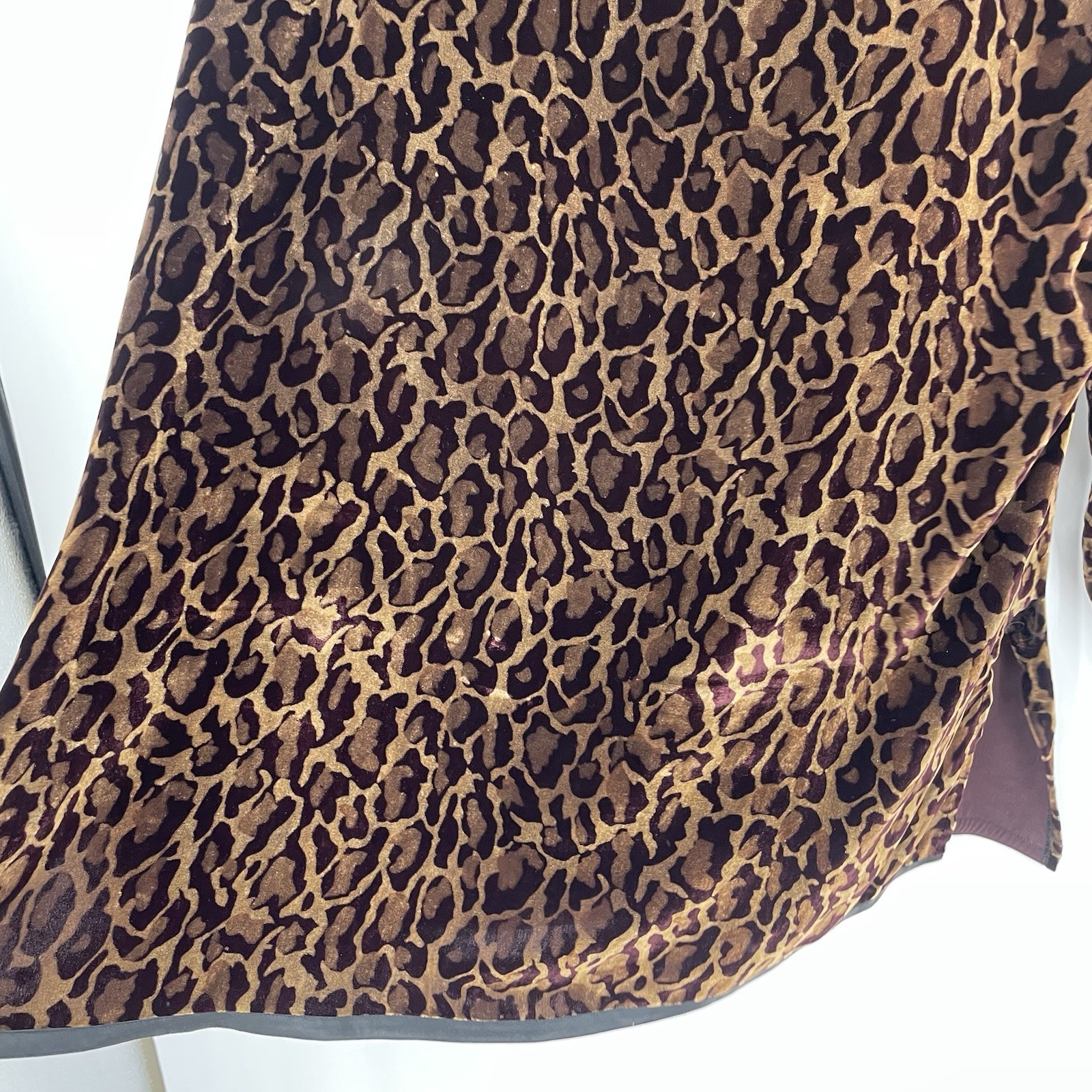 Vintage 90s Maggie Shepherd Cheetah Leopard Velvet Long Sleeve Dress