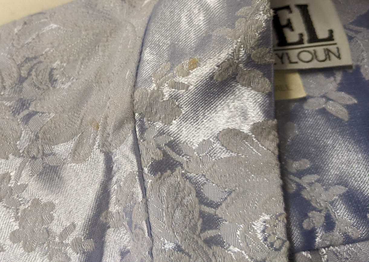 ARIEL PETER KEYLOUN – VINTAGE GRAY BLUE BROCADE FULL LENGTH CAFTAN NIGHTGOWN S