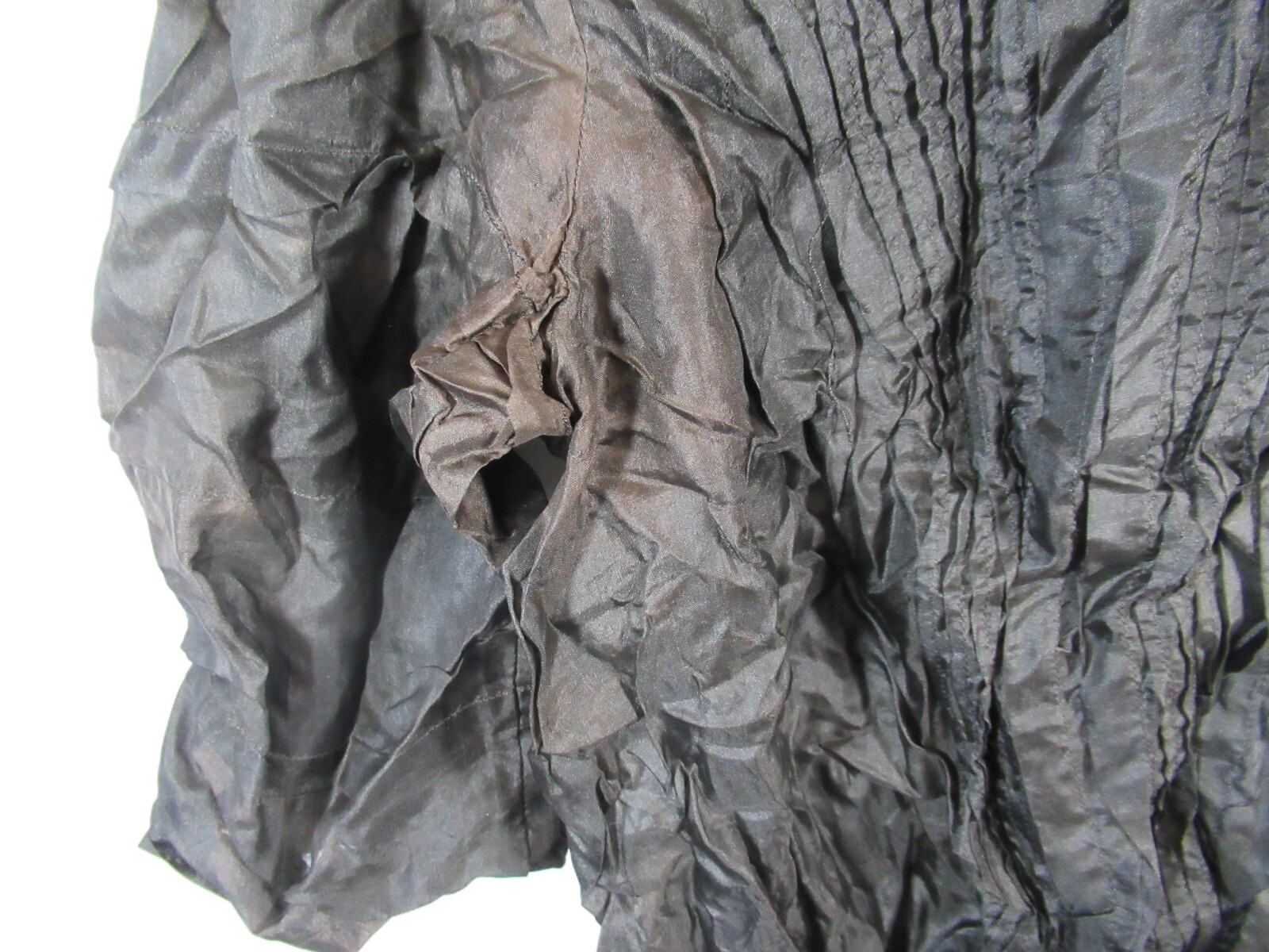 Antique 1800s Victorian Pleated Silk Blouse High Neck Puff Sleeve Mourning
