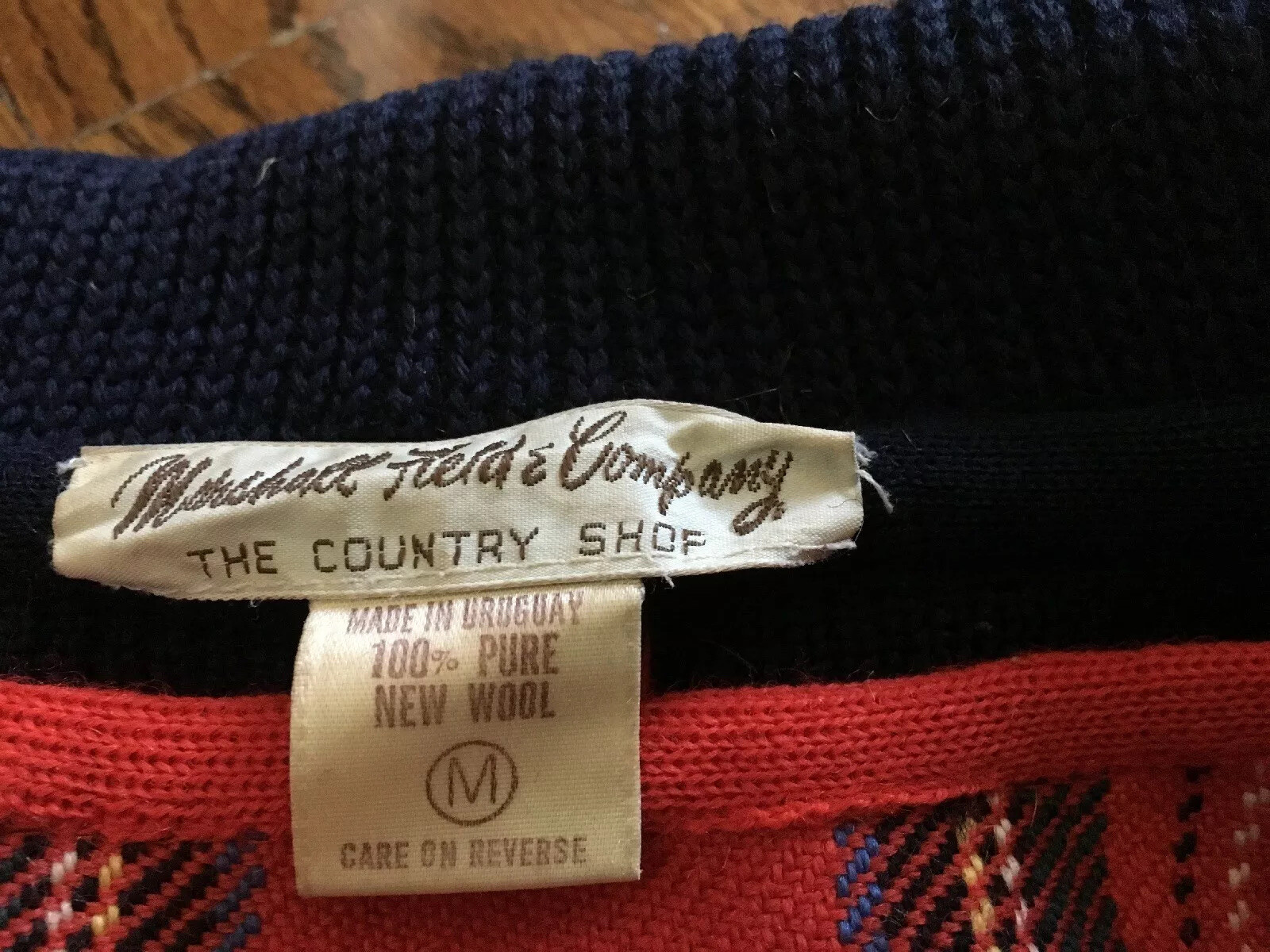 Vtg. Blue Marshall Field’s Country Shop Wool Sweater Jacket Removable Lining M