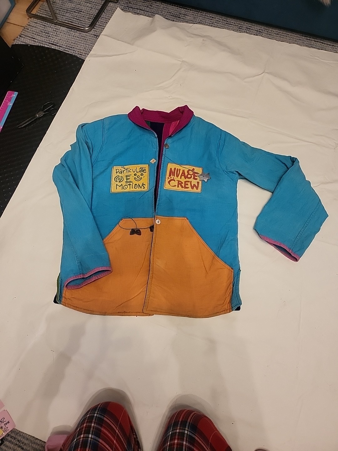 Vintage 80s Space Island Light Industry Rainbow Hand Woven Reversible Jacket L