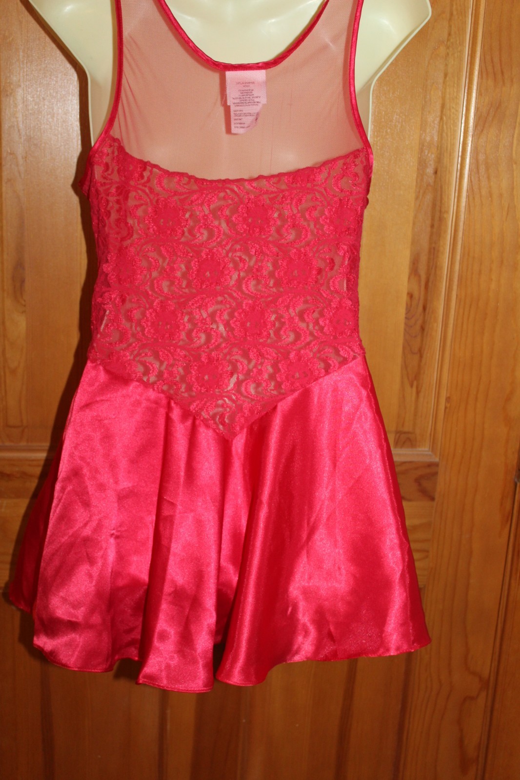 Vintage Secret Treasures Sheer Red Satin & Lace Babydoll Ballet Nightgown M