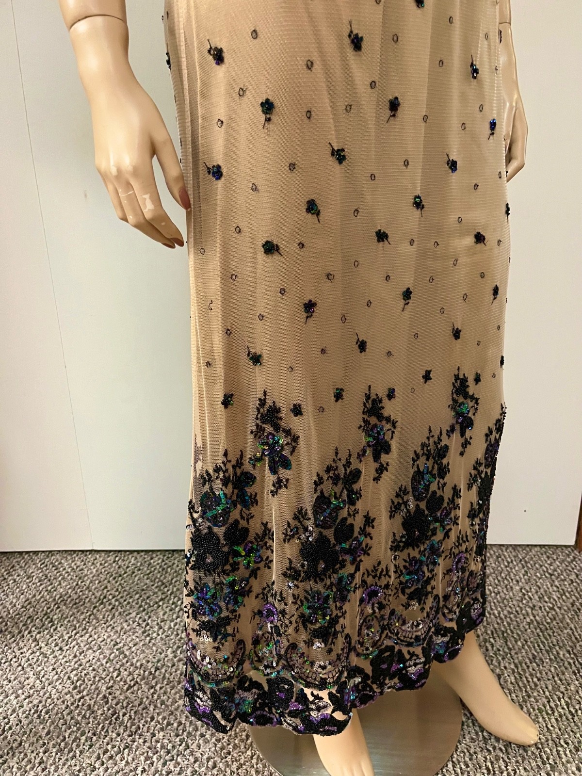 Excellent Vintage J Peterman Belle Epoque Silk Beaded Skirt Size 8 Waist 28-29