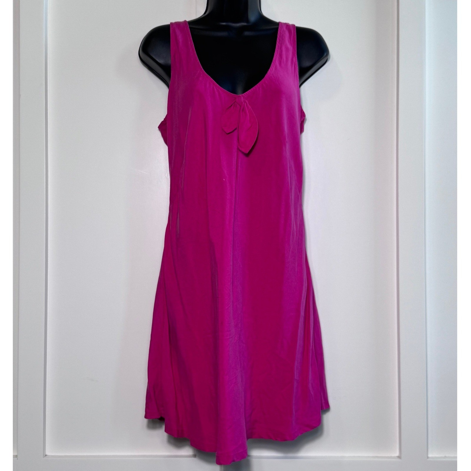 Victoria’s Secret Vintage Gold Label Silk Slip Dress Fuchsia Pink Tie Small