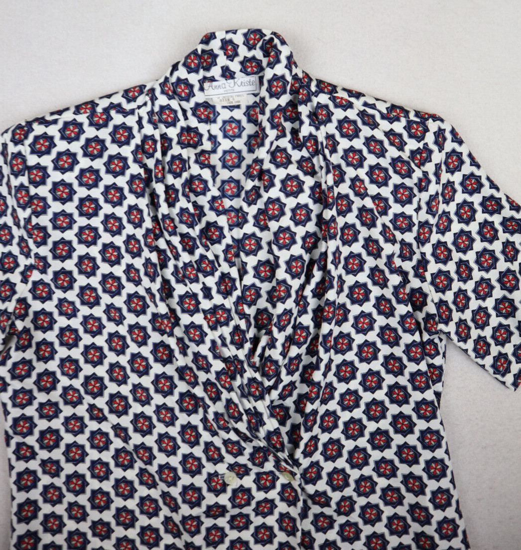 Vintage Women’s Top Size 6P Anna Kriste Short Sleeve Silky Textured Blouse