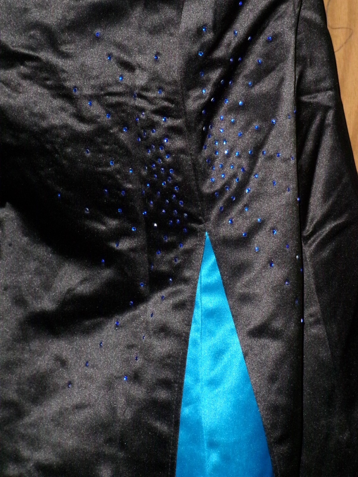 Vintage Black with Bright Blue Insert and Rhinestone Details DEBUT Strapless-S/M